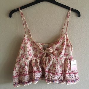 Forever 21 floral tie up tank top NWT